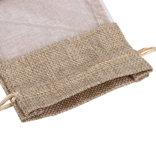 30 Bolsas De Organza De Lino Y Arpillera Con Cordón Para Nav