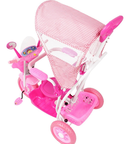 Triciclo Velotrol Infantil Bebe Motoca - Rosa + Empurrador