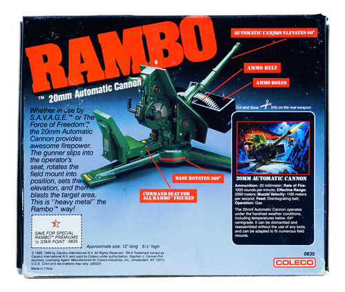 Coleco Rambo 20mm Automatic Cannon 1986 Edition Msi