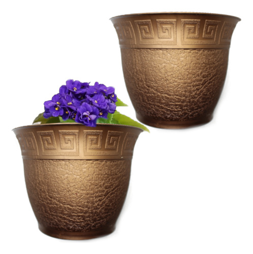 Kit 2 Vasos Para Violeta Bronze / Ouro Velho