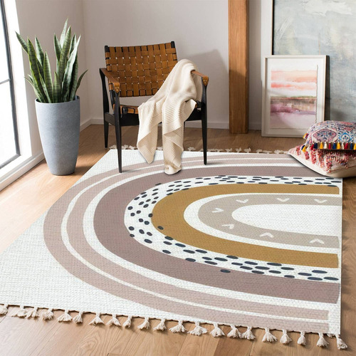 Alfombra Bohemia Con Estampado De Arco Iris Para Sala De Jue