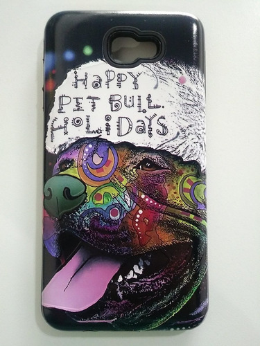 Funda Negra Pitbull Holidays Compatible Con Samsung J7 Prime