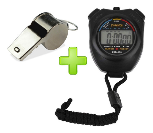 Cronometro C/ Reloj Alarma Deportivo Pro + Silbato Metal Off