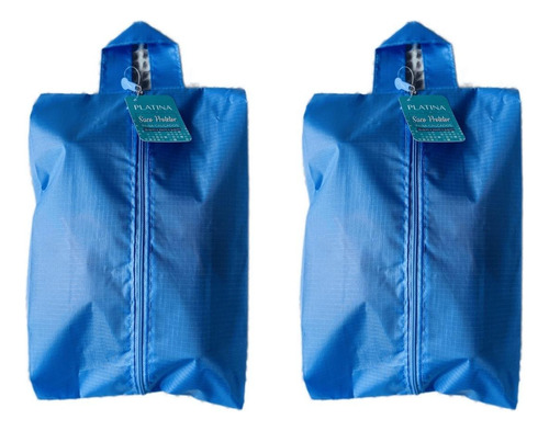 2 Bolsa Porta Sapato Viagem Tenis Calçado Roupa Mochila Azul