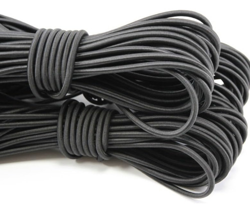 Cordón Elástico Redondo Negro Pesado De 0.3 Cm, 10 Yardas