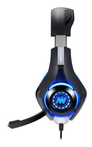 Auriculares Gamer Newvision Nw400 Negro Y Azul Con Luz Led
