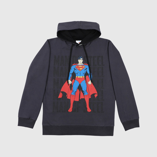 Poleron Niño Superman Standing Negro Dc Comics