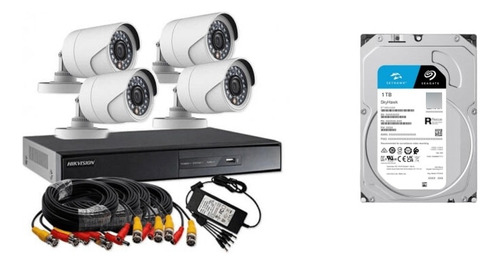 Kit Turbo Hd Hikvision Hk1080cv 1080p Dvr 4canales 4 Cam /vc