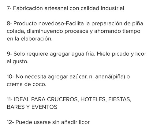 Piña Colada Artesanal Suncoctel - 10kg=100 Litros