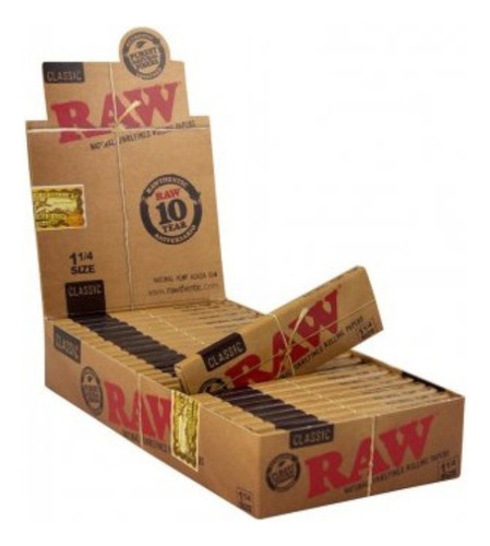 Papelillo Raw Classic 1 1/4 - Caja De 24 Unidades Clasicas Sabor Sin Sabor