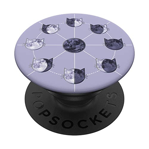 Popsockets S Con Fases Lunares En Forma De Gato, Color Lila