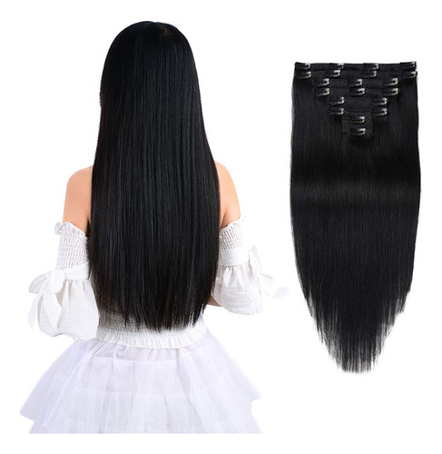 Extensiones De Pelo Humano Real Tipo Remy Con Clip, 8 Piezas