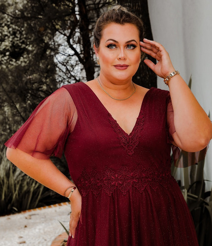 Vestido Festa Azul Royal Plus Size Madrinha Casamento Brilho