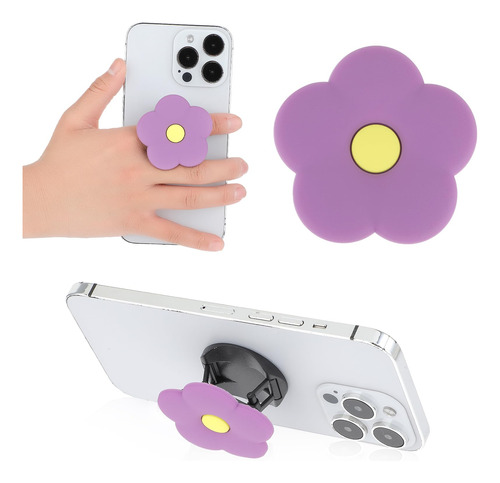 Ouligay Purple Daisy - Soporte De Silicona Para Telefono Mov