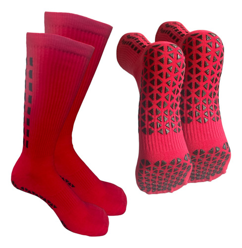 Calceta Roja Deportiva Unisex Con Antiderrapante, Algodón