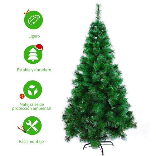 Árbol Navidad Pino Tet 1.5m Pascua Artificial Frondoso Verde
