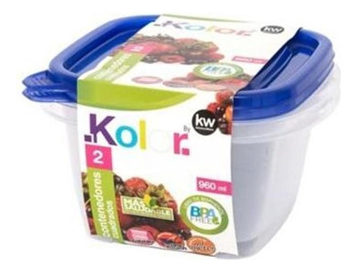 Combo Set X 2 Recipientes De Cocina 960ml Cuadr