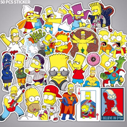 Los Simpsons Calcomanias Vinil Pvc Sticker Moto Auto 50 Unid