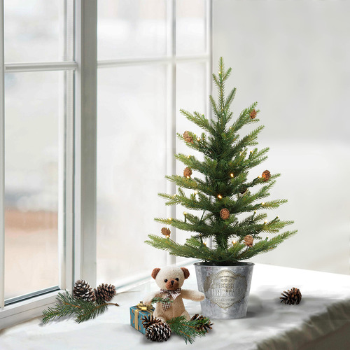 Árbol De Navidad Artificial Preiluminado 2 Pies 35 Luces Ver