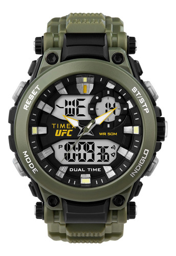Reloj Timex Ufc Impact Modelo: Tw5m52900 Color de la correa Olivo Color del fondo Negro