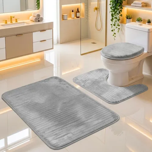 Inovare Decorações Jogo De Tapete Banheiro Kit 3 Pçs Soft Antiderrapa