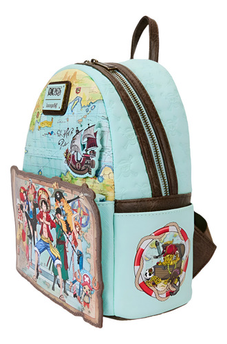 Mochila Pequeña One Piece Luffy 25 Aniversario Genuina Loungefly Color Azul Claro