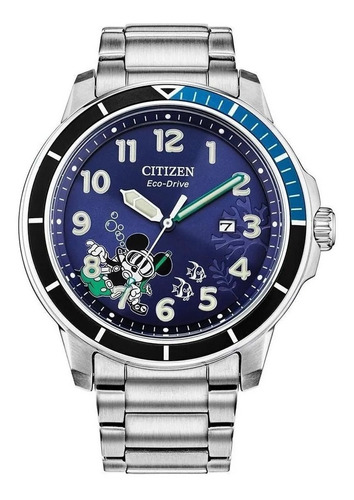 Citizen Mickey Water Sport Blue Dial  Aw1529-81w .. Dcmstore