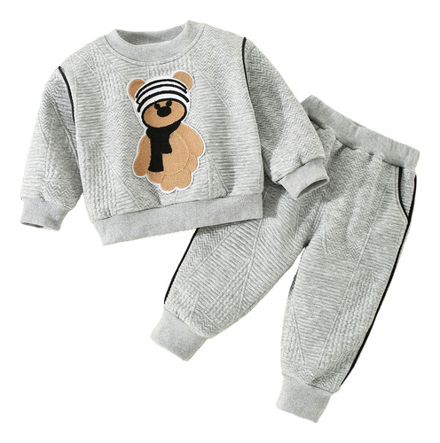 2 Piezas Conjunto Cálido Y Cómodo Con Oso Para Bebé 1-5 Años