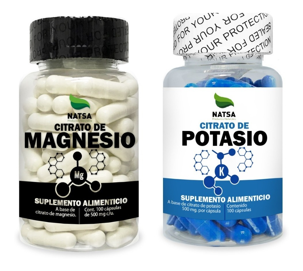 Pack Citratos - Magnesio Y Potasio 100 Caps C/u Sabor Natural