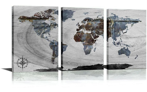 Blanco Y Negro Mapa Del Mundo Imagen De Arte Para Vivir...