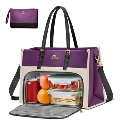 Bolsas Térmica Para Lancheiras Para Notebook 15.6 Polegadas Bolsas Feminina Couro, Impermeável Reforçada Matein 6717 Liso Violeta-escuro