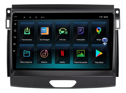 Multimidia Ranger 17/21 9p Qled Android Carplay 2gb 32gb