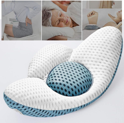 Almohada Lumbar Ergonómica Espuma Viscoelástica Azul