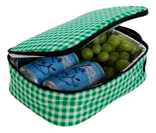 Lunchera Térmica Impermeable Baggu Box 24×19cm Color Verde Green Gingham