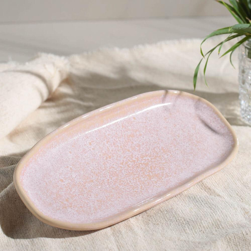 Conjunto c/ 4 travessas oval rasa pequena orgânico litchi 23x11cm porto brasil