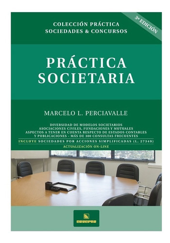 Práctica Societaria, De Perciavalle, Marcelo Luis., Vol. 1. Editorial Errepar, Tapa Blanda, Edición 3 En Español, 2018