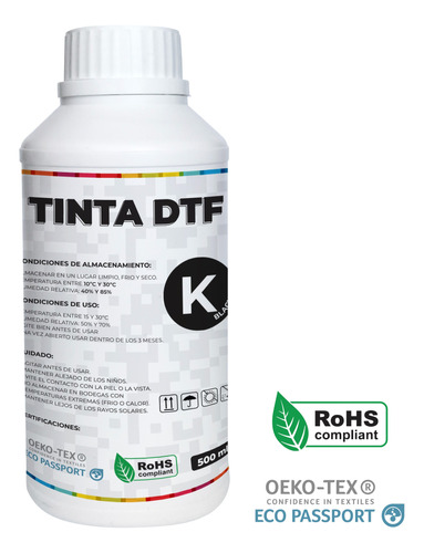 Tinta Para Dtf 500ml Premium Tinta Textil Direct To Film