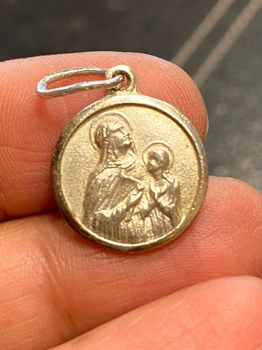 Luli Colgante Medalla Religiosa Plata 925 Virgen Y Niña