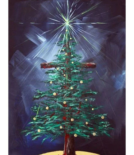 Kit Pintura Diamante Para Arbol Navidad Cruz Adulto Taladro