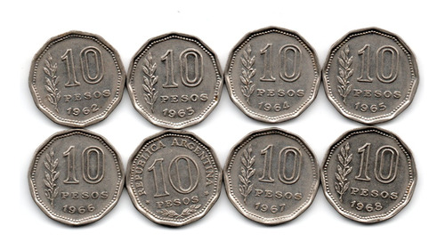 Lote Moneda Nacional 10 Pesos Resero 1962-68 Serie Completa