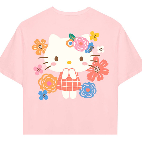 Playera Unisex Hello Kitty Flowers Rosa