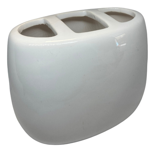 Porta Cepillo De Dientes Blanco De Ceramica