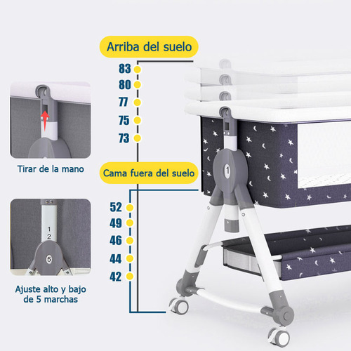 Cuna Corral Bebe Colecho Plegable Con Mosquitero Y Ruedas8accessories +7modoscon Cambiadoralta Calidad Plush Frame Edge