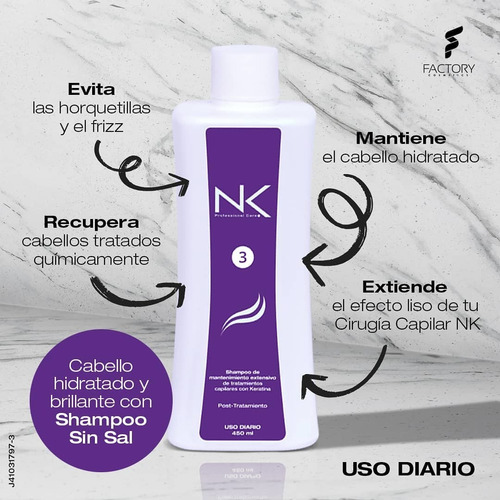 Shampoo Sin Sal Nk Manteniendo Keratina Tratamiento Capilar 