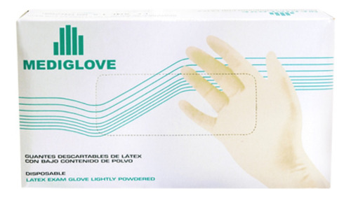 Guante Latex Descartable Mediglove X 100 Los Talles Color Blanco Talle M