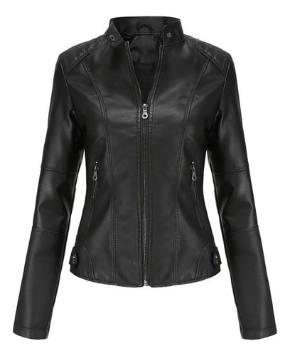 Chamarra De Cuero Para Moto Para Mujer, Abrigo Atractivo