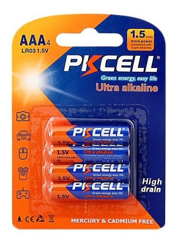 Pilas Alcalinas Aaa Lr03 4u Pkcell