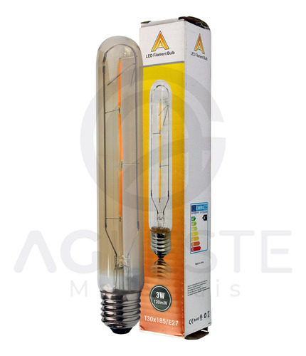 Lampada Filamento T30x185 3w Ambar 120lm/w E27 - Aaatop