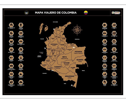 Mapa De Colombia Para Raspar 82x59cm+kit Raspar Scratch Mapa