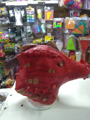Imagen 2 de 9 de Mascara Dragon Rojo Halloween Latex
